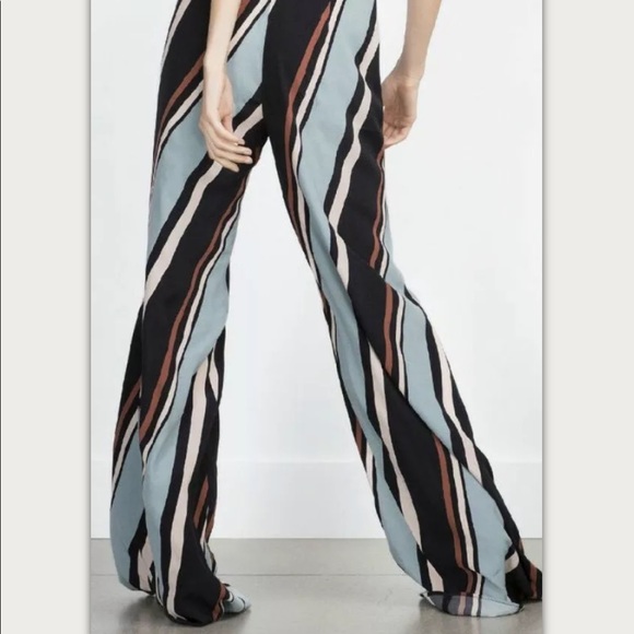 NWT ZARA STRIPED PALAZZO LEG W/ SIDE ZIP PANTS - Picture 3 of 8